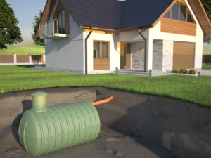 illustration of a home and a septic tank underground
